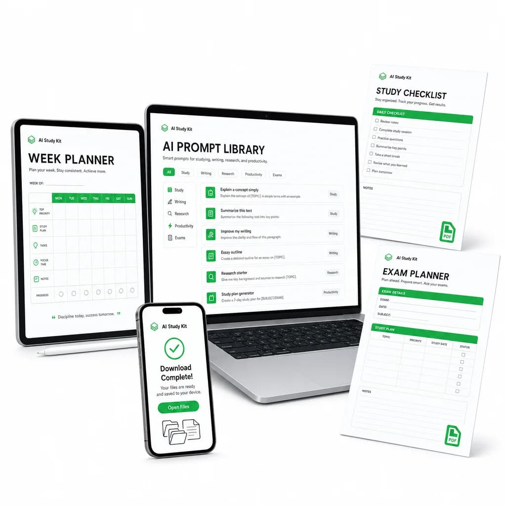 Mobiele mock-up met planner uit de AI Study Kit